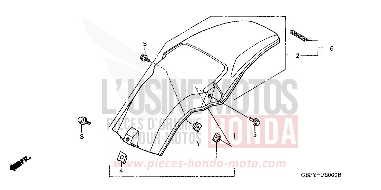 KOTFLUEGEL, HINTEN von CR80R "große Räder" EXPLOSION RED (R254) von 2001